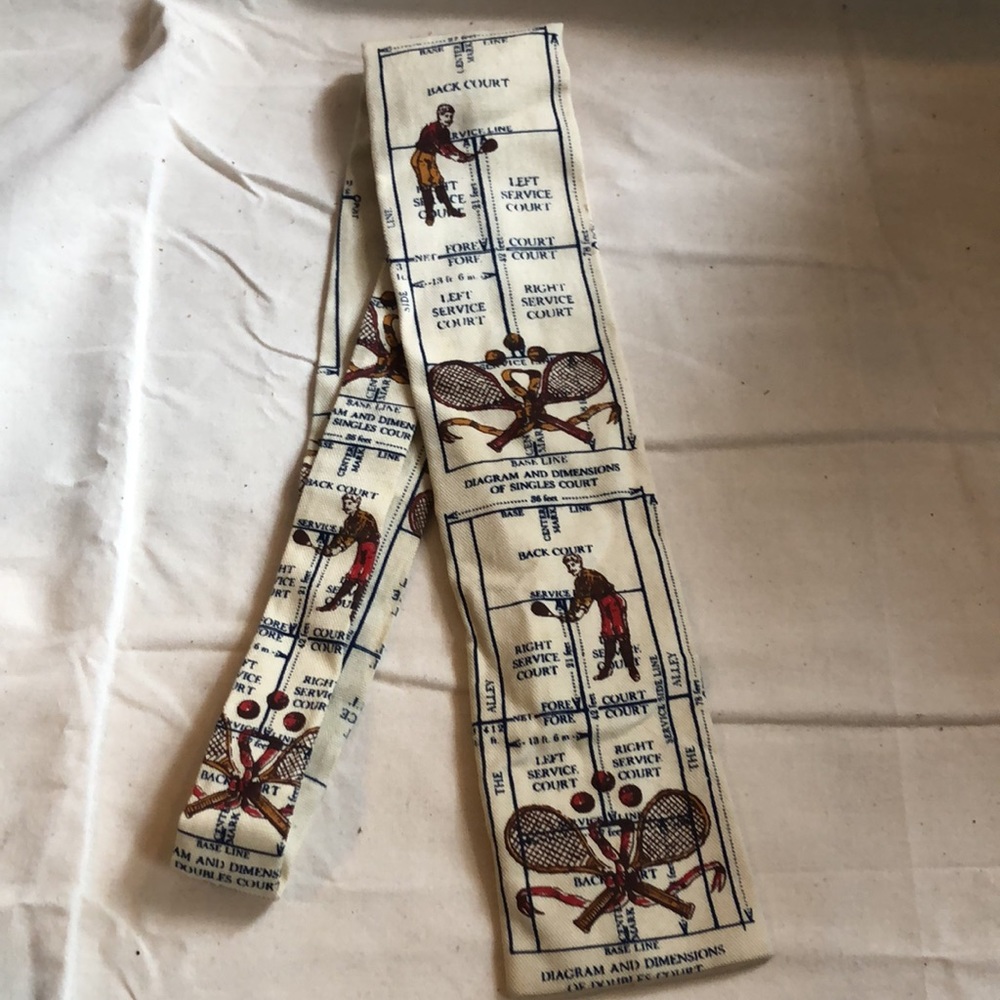 Vintage 100% Cotton Square End Necktie by ROOSTER featuring Tennis Court
